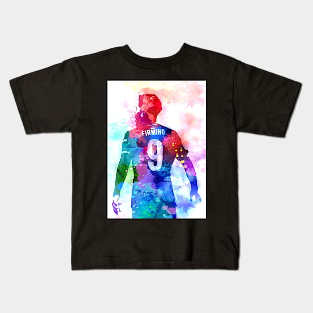 Roberto Firmino Watercolor Kids T-Shirt by Masdian Watercolor